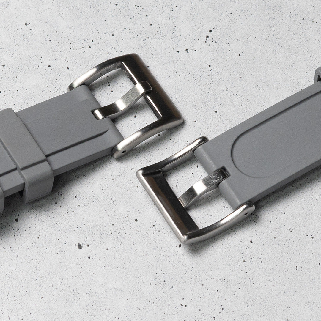 time+ FKM Rubber Raised Line Quick Release Watch Strap Grey