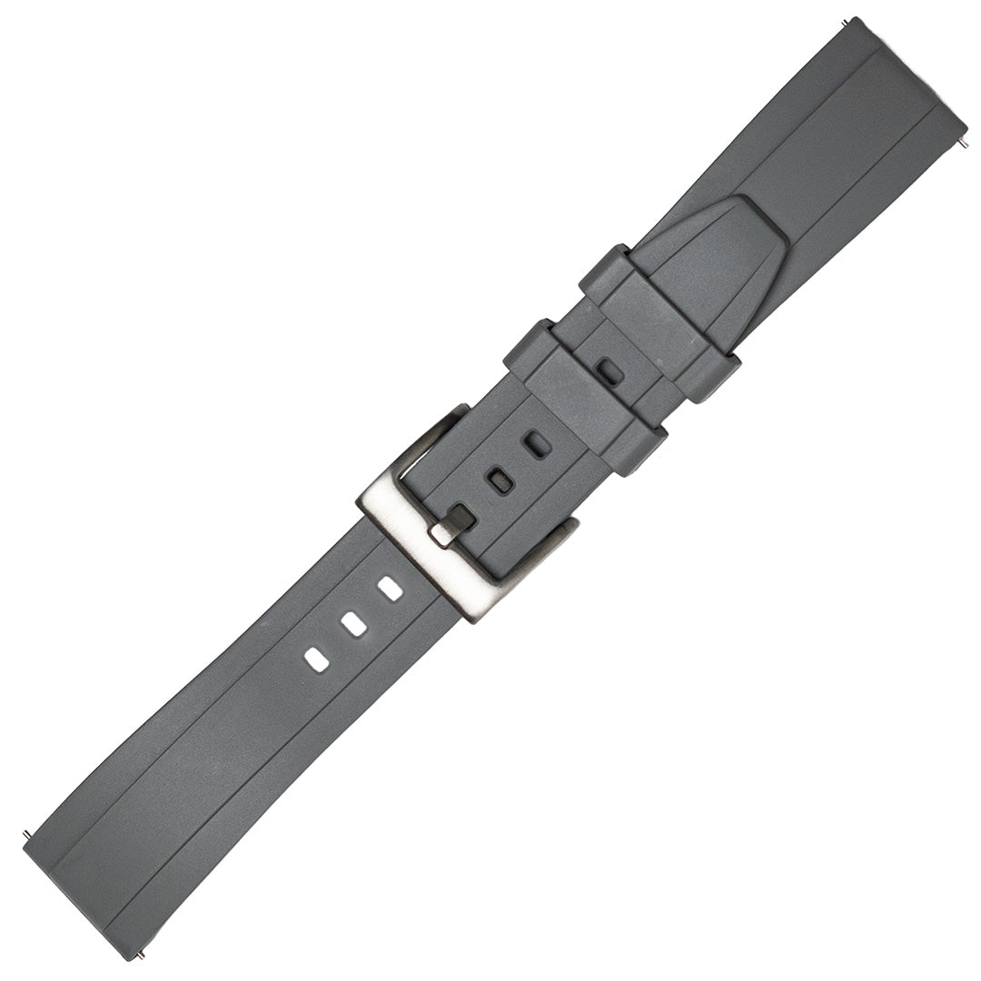 time+ FKM Rubber Raised Line Quick Release Watch Strap Grey