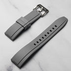 time+ FKM Rubber Raised Line Quick Release Watch Strap Grey