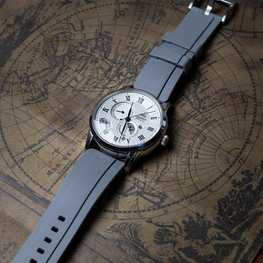 time+ FKM Rubber Raised Line Quick Release Watch Strap Grey