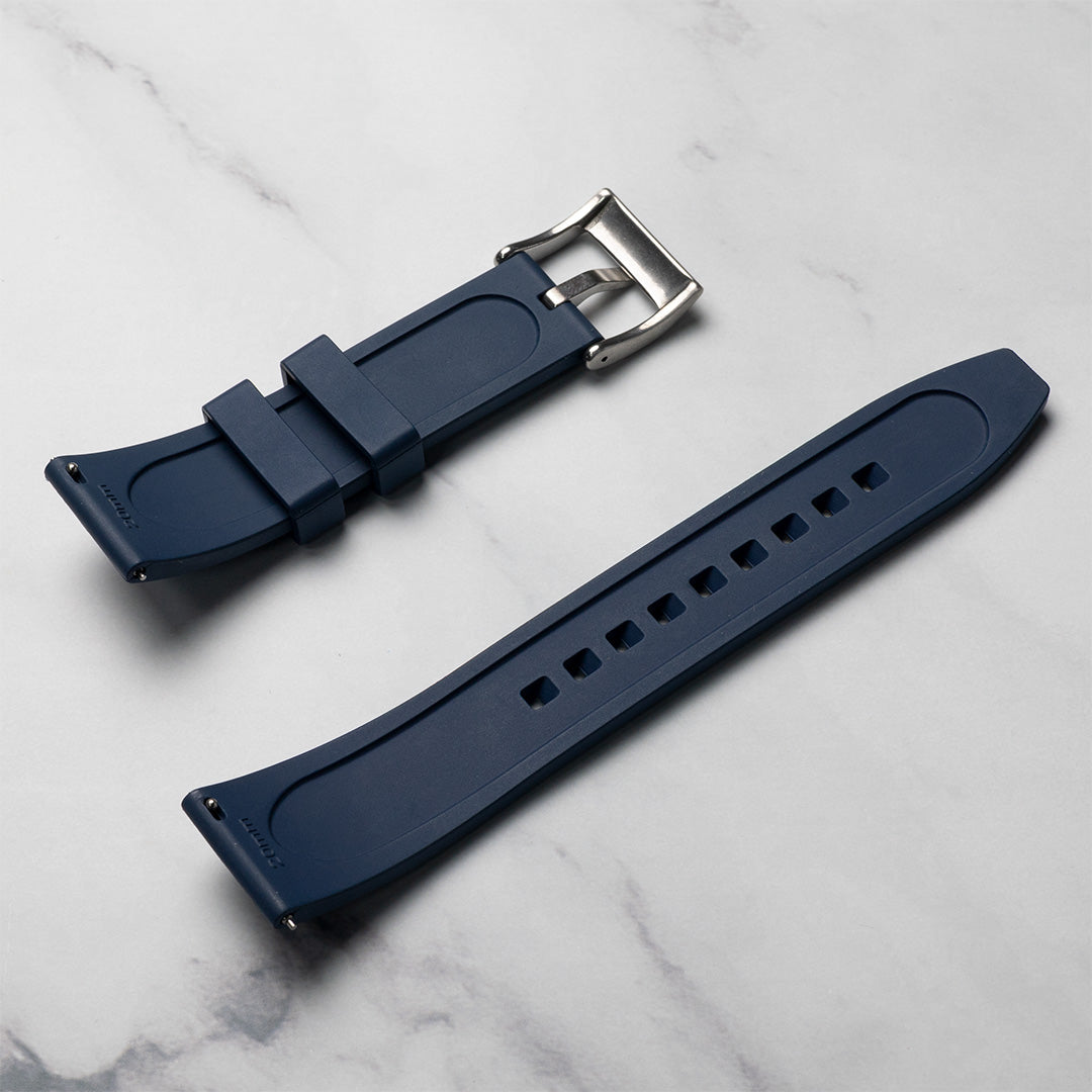 time+ FKM Rubber Raised Line Quick Release Watch Strap Navy