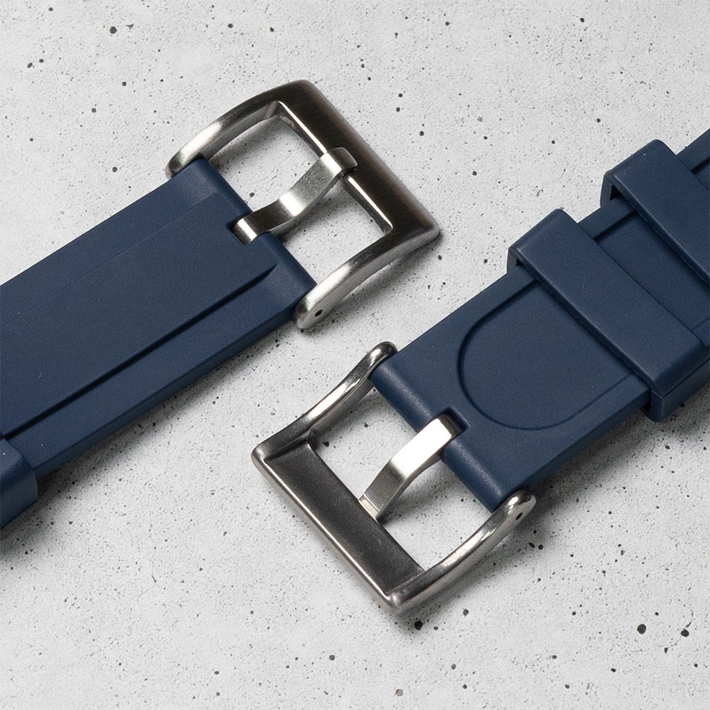 time+ FKM Rubber Raised Line Quick Release Watch Strap Navy
