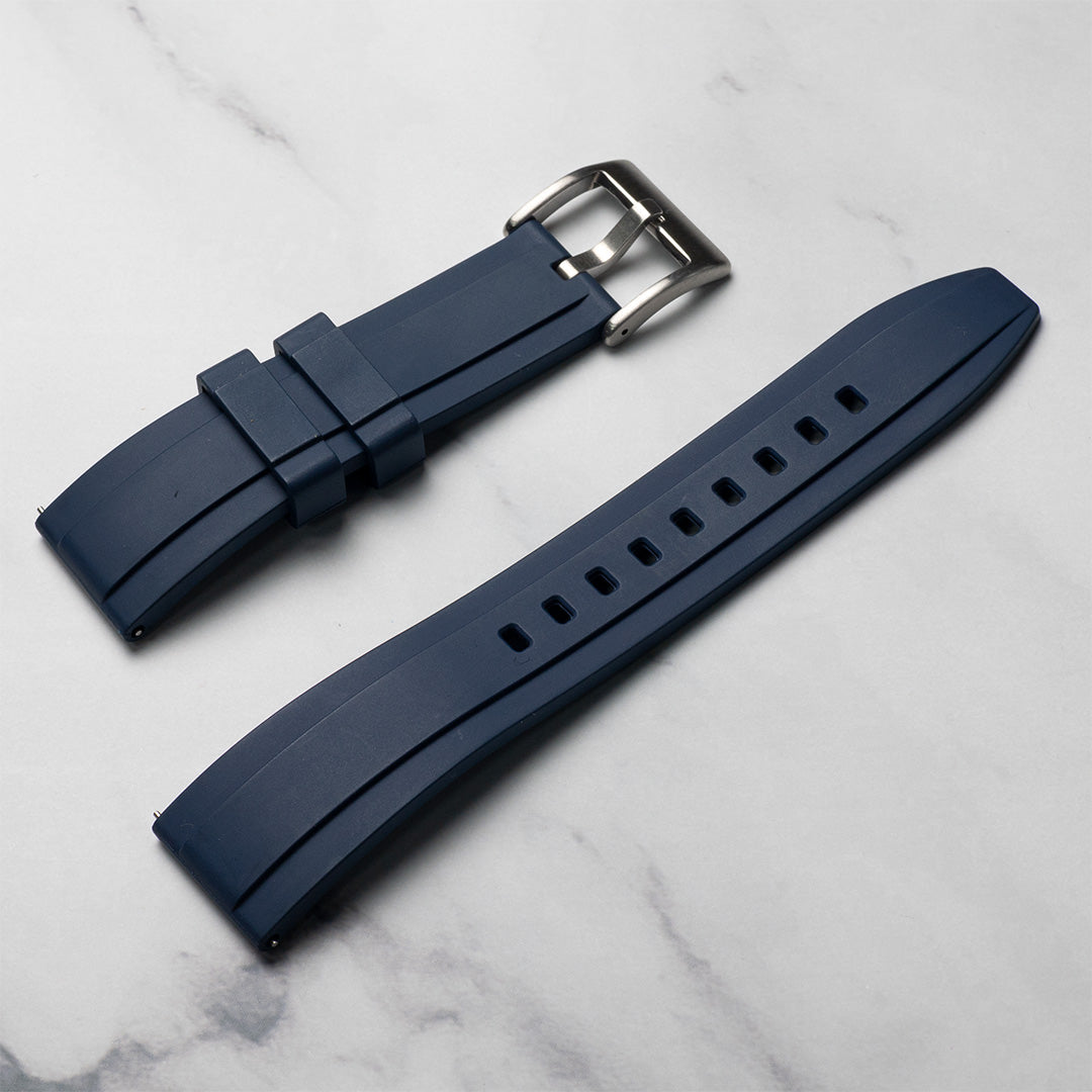 time+ FKM Rubber Raised Line Quick Release Watch Strap Navy