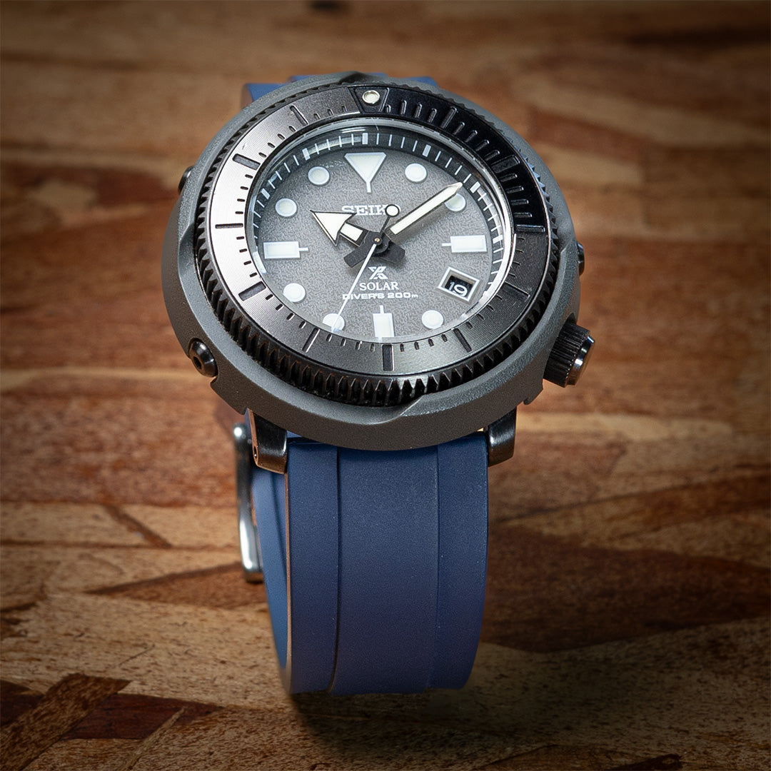 time+ FKM Rubber Raised Line Quick Release Watch Strap Navy
