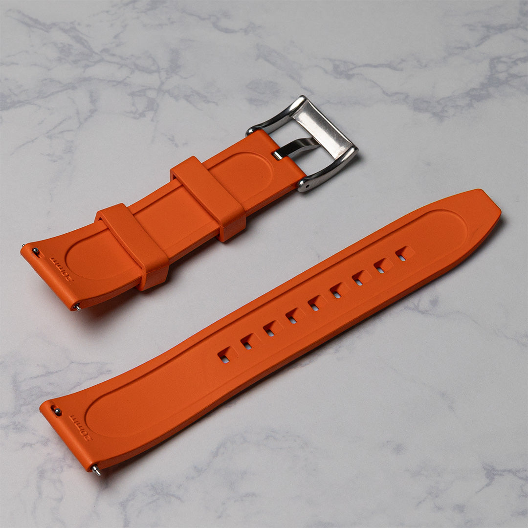 time+ FKM Rubber Raised Line Quick Release Watch Strap Orange