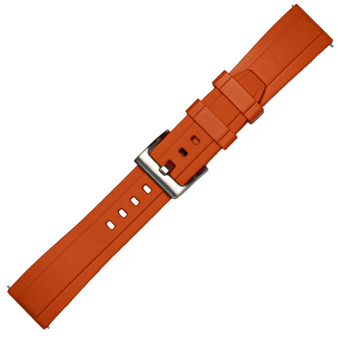 time+ FKM Rubber Raised Line Quick Release Watch Strap Orange