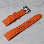 time+ FKM Rubber Raised Line Quick Release Watch Strap Orange