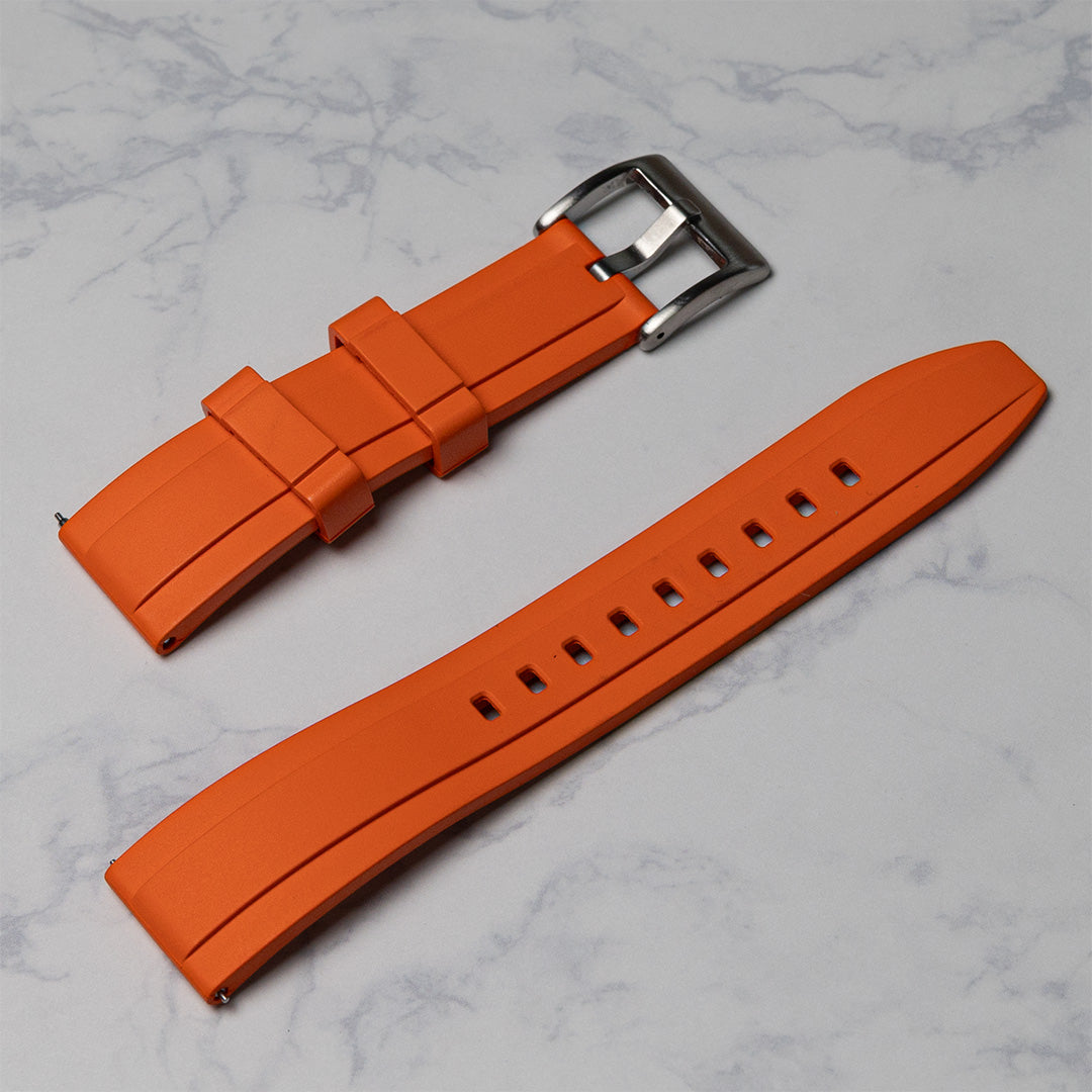 time+ FKM Rubber Raised Line Quick Release Watch Strap Orange