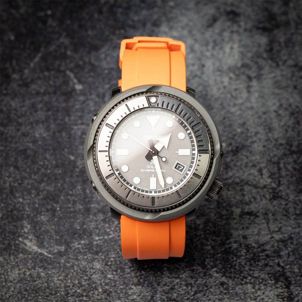 time+ FKM Rubber Raised Line Quick Release Watch Strap / Orange