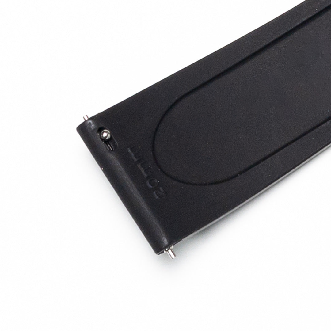 time+ FKM Rubber Raised Line Quick Release Watch Strap Black