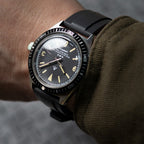 time+ FKM Rubber Raised Line Quick Release Watch Strap Black