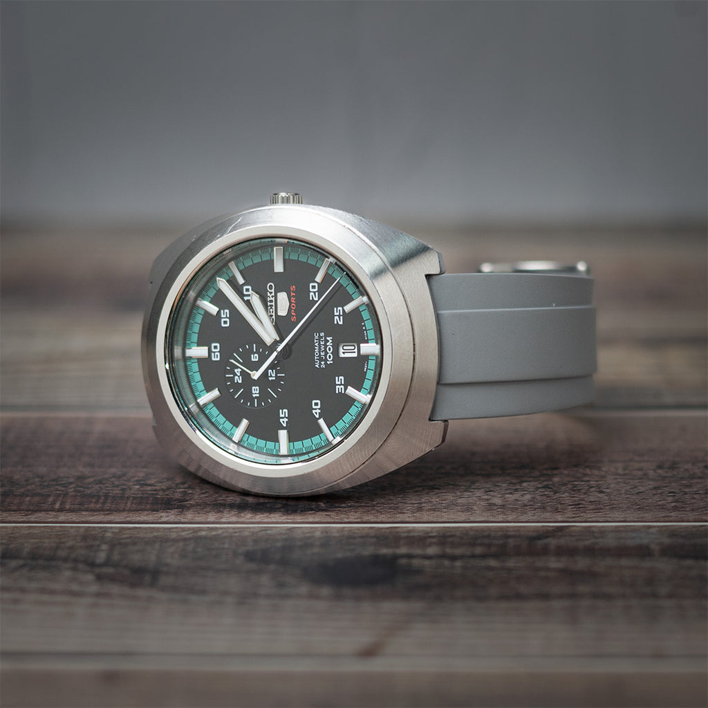 time+ FKM Rubber Raised Line Quick Release Watch Strap Grey