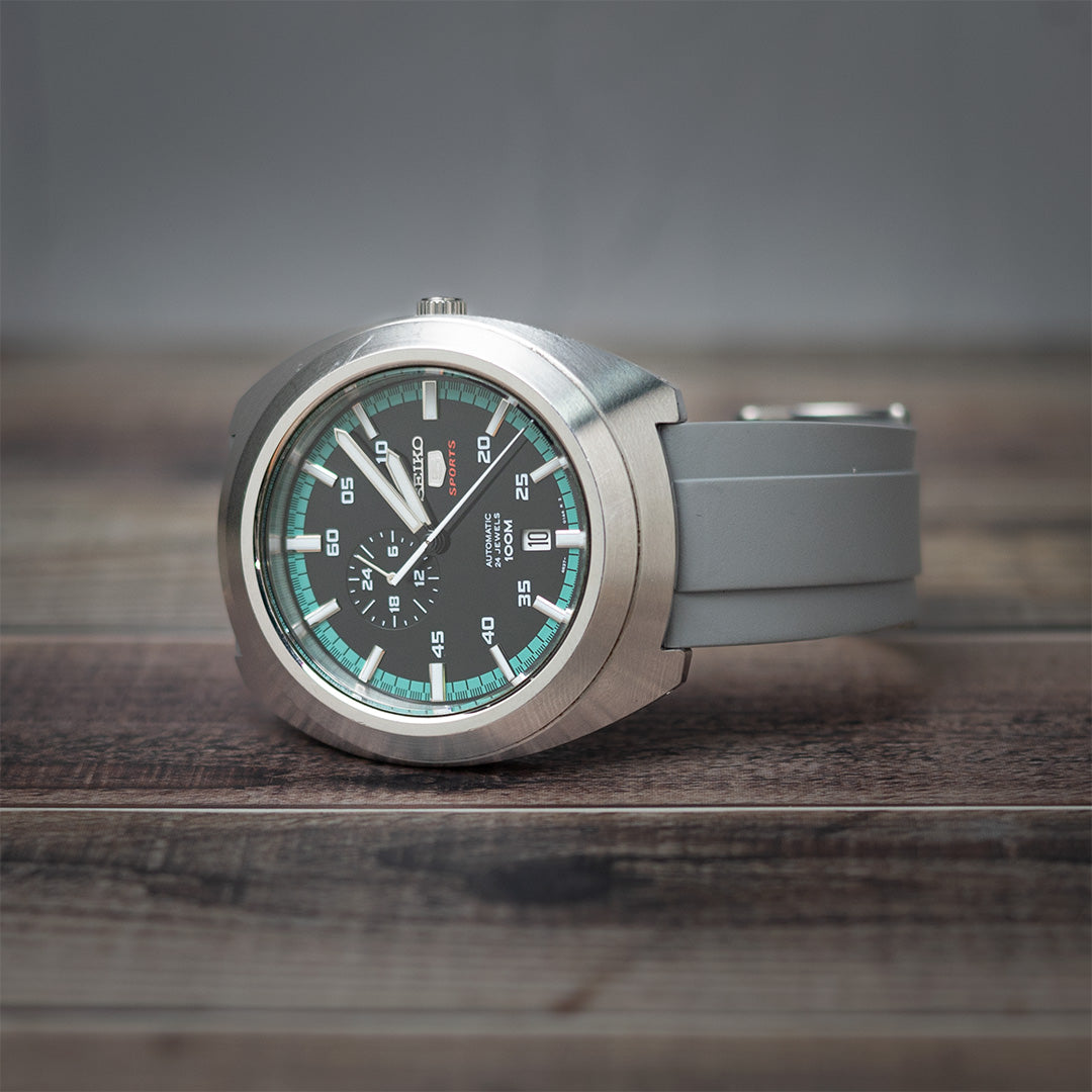 time+ FKM Rubber Raised Line Quick Release Watch Strap Grey