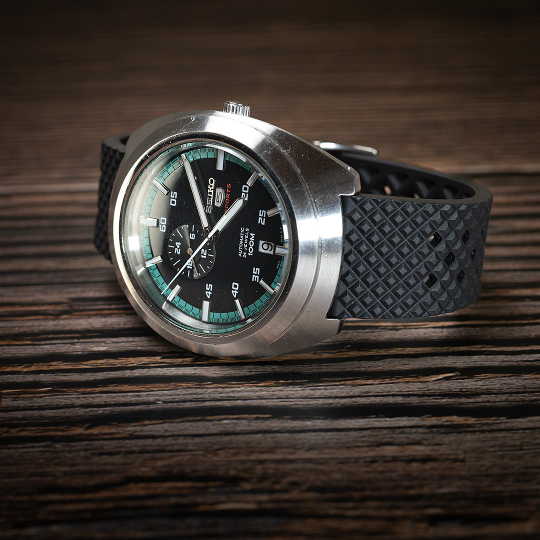 time+ FKM Rubber Tropical Quick Release Watch Strap Black