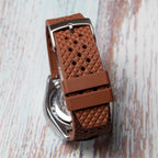 time+ FKM Rubber Tropical Quick Release Watch Strap Brown