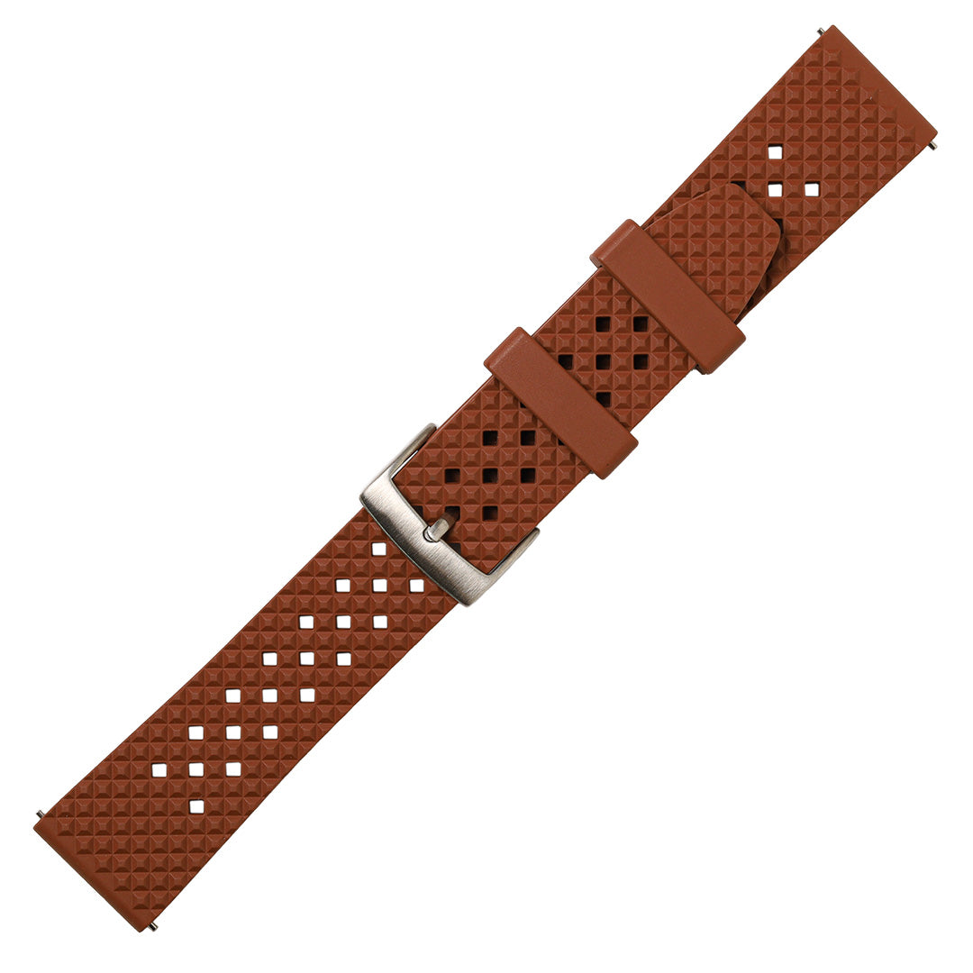 time+ FKM Rubber Tropical Quick Release Watch Strap Brown
