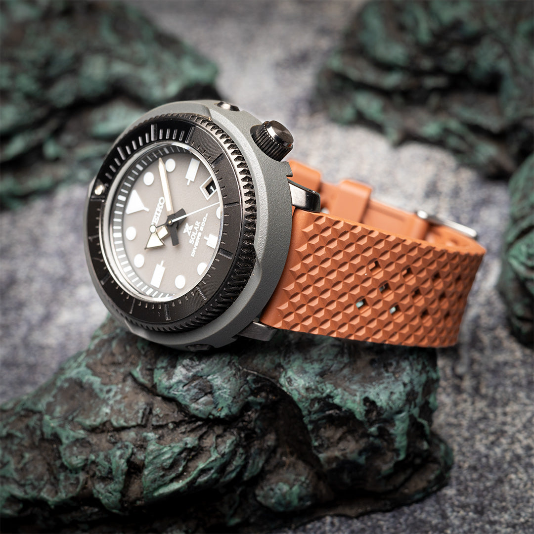 time+ FKM Rubber Tropical Quick Release Watch Strap Brown