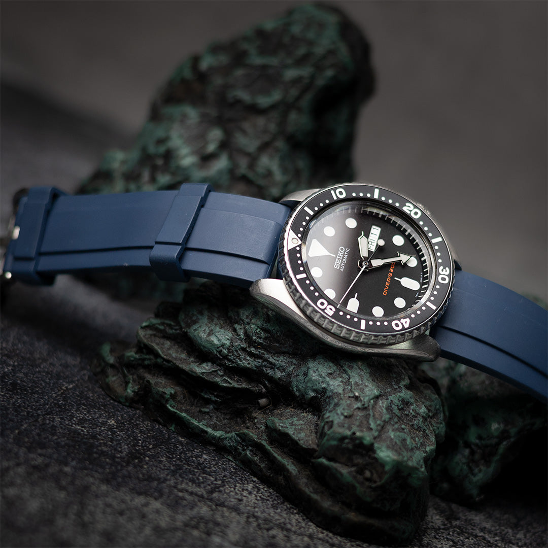 time+ FKM Rubber Raised Line Quick Release Watch Strap Navy