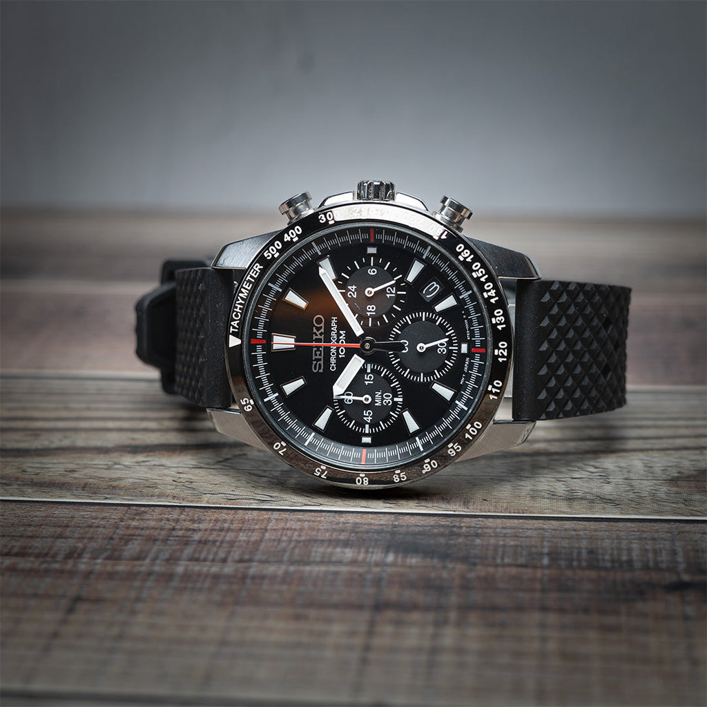 time+ FKM Rubber Tropical Quick Release Watch Strap Black