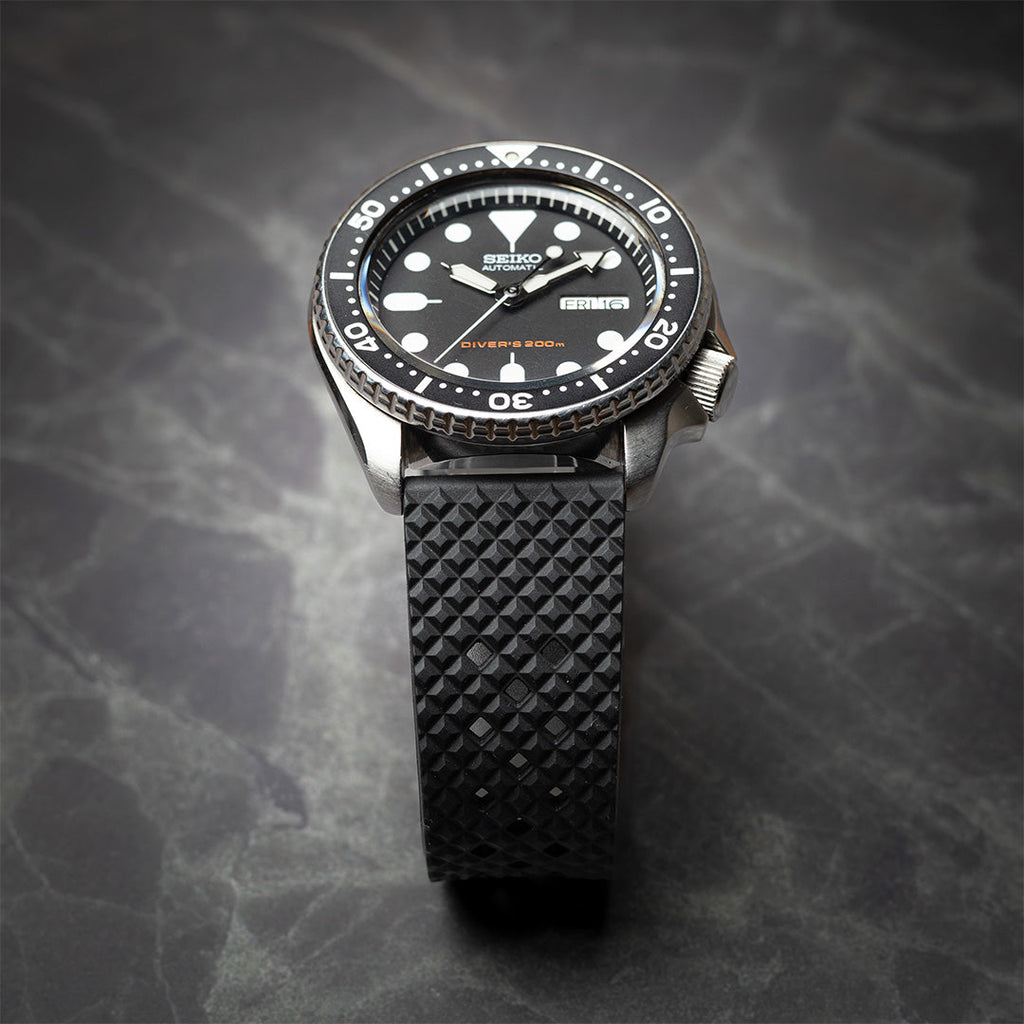 time+ FKM Rubber Tropical Quick Release Watch Strap Black