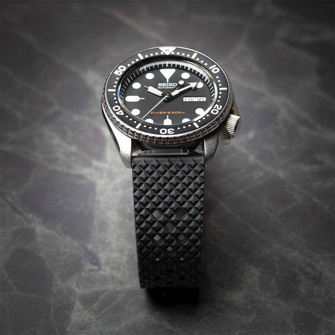 time+ FKM Rubber Tropical Quick Release Watch Strap Black