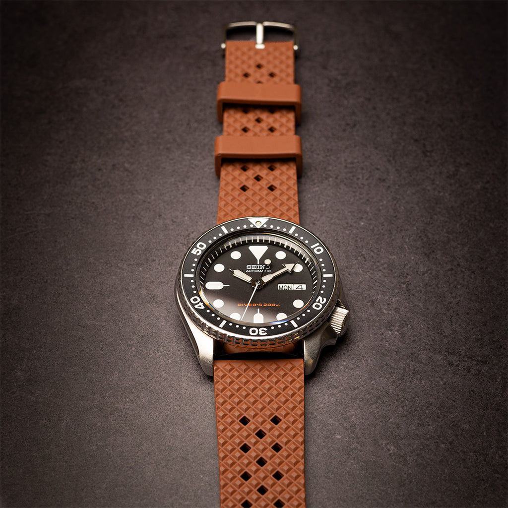 time+ FKM Rubber Tropical Quick Release Watch Strap Brown
