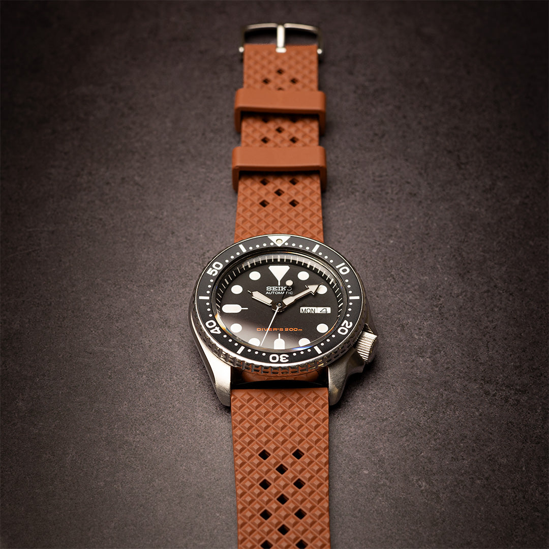 time+ FKM Rubber Tropical Quick Release Watch Strap Brown