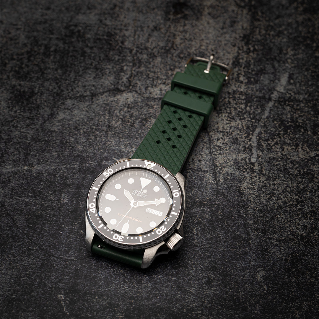 time+ FKM Rubber Tropical Quick Release Watch Strap Green