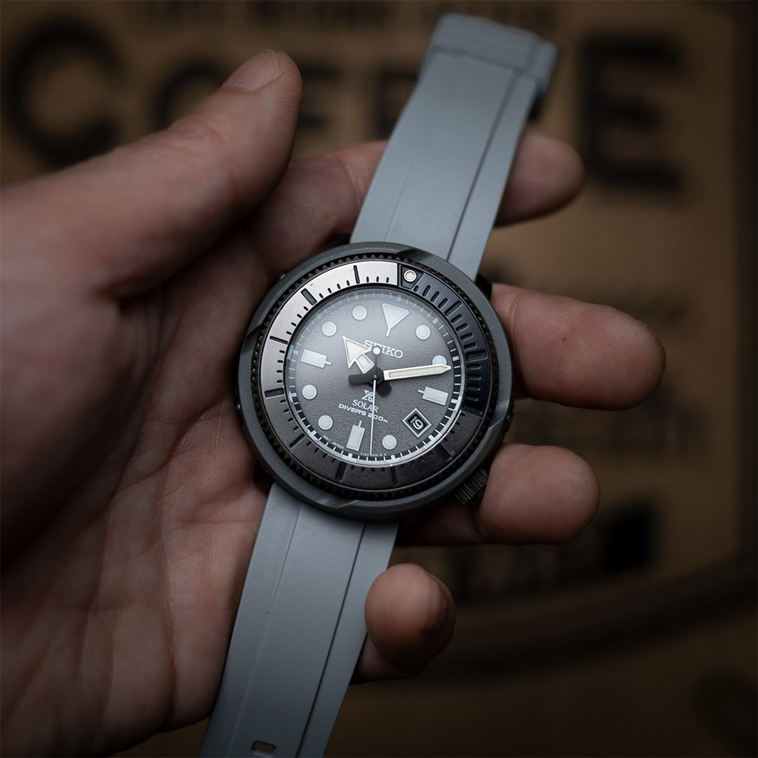time+ FKM Rubber Raised Line Quick Release Watch Strap Grey