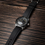 time+ FKM Rubber Raised Line Quick Release Watch Strap Black