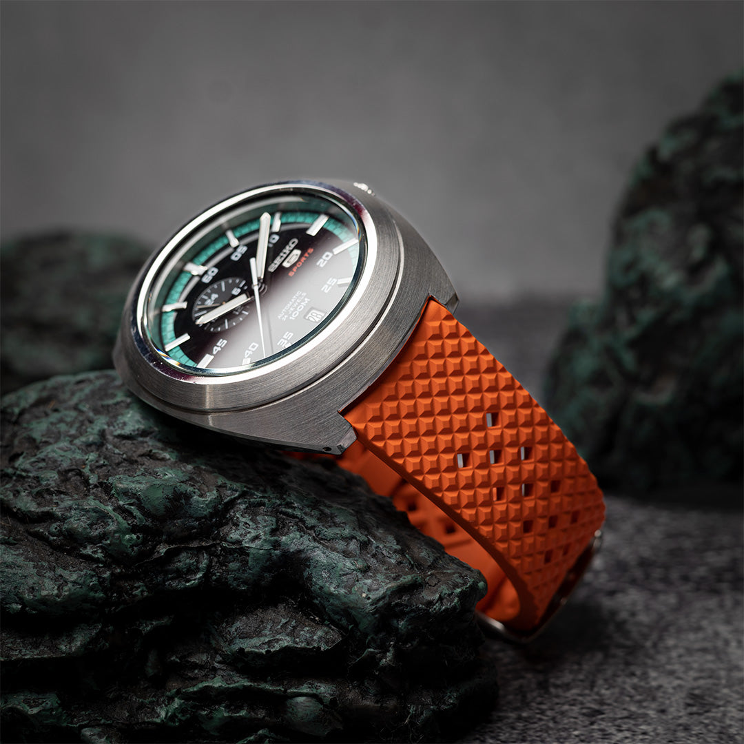time+ FKM Rubber Tropical Quick Release Watch Strap Orange