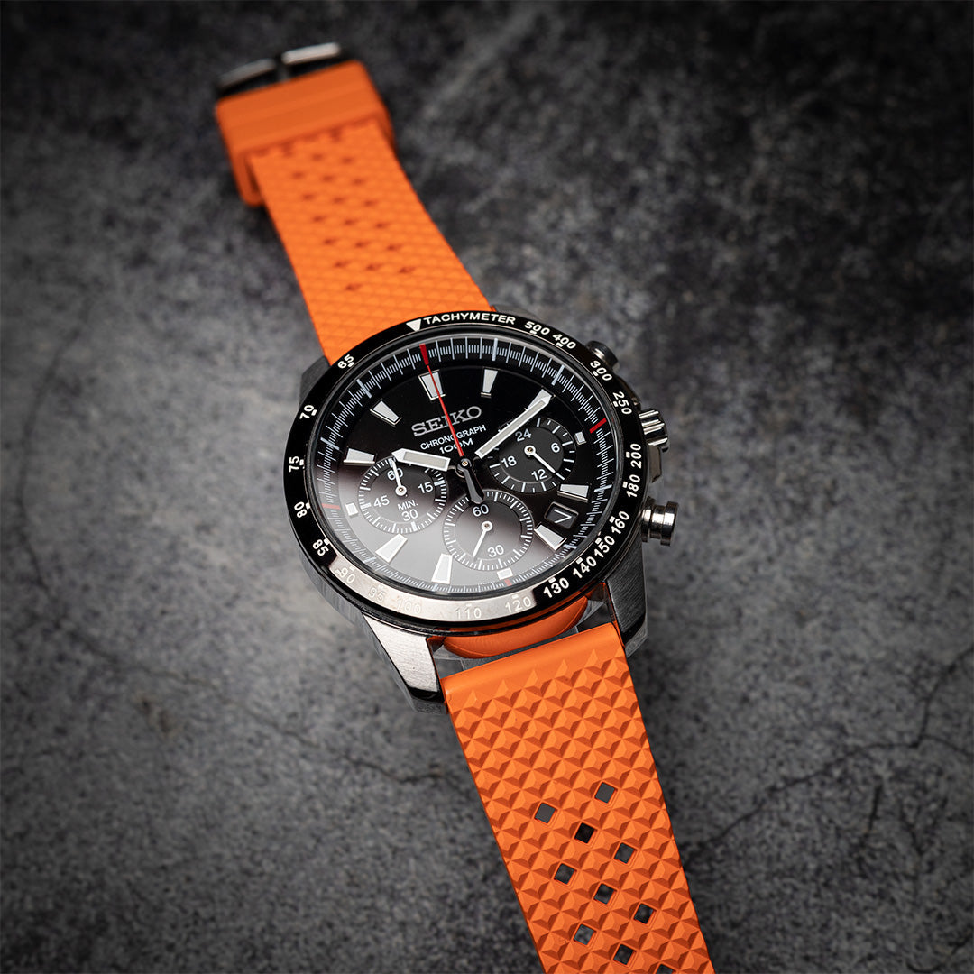 time+ FKM Rubber Tropical Quick Release Watch Strap Orange