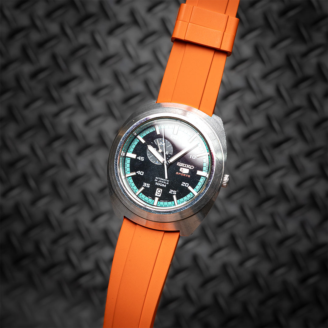 time+ FKM Rubber Raised Line Quick Release Watch Strap Orange