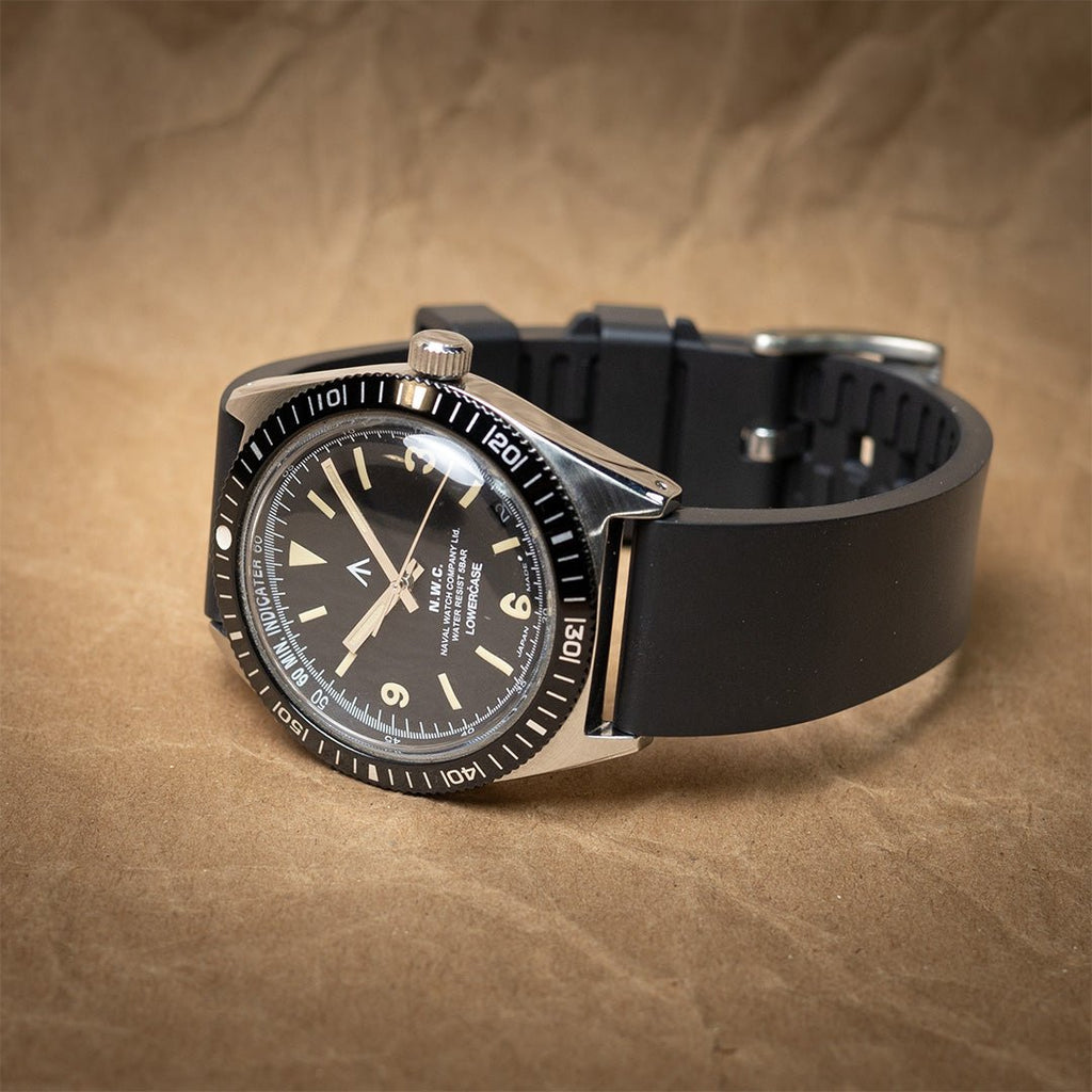 time+ FKM Rubber Smooth Quick Release Watch Strap Black