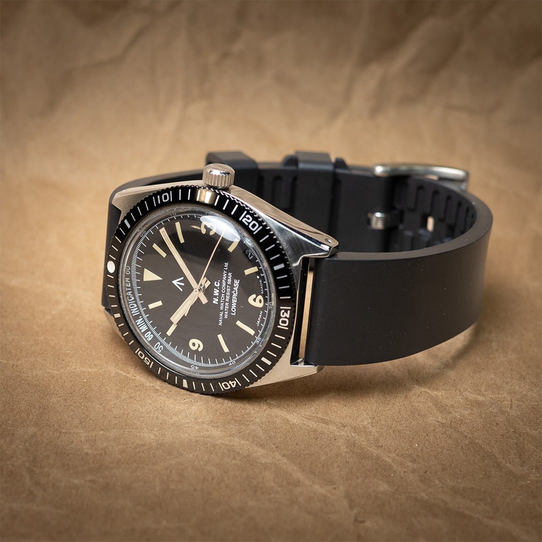 time+ FKM Rubber Smooth Quick Release Watch Strap Black