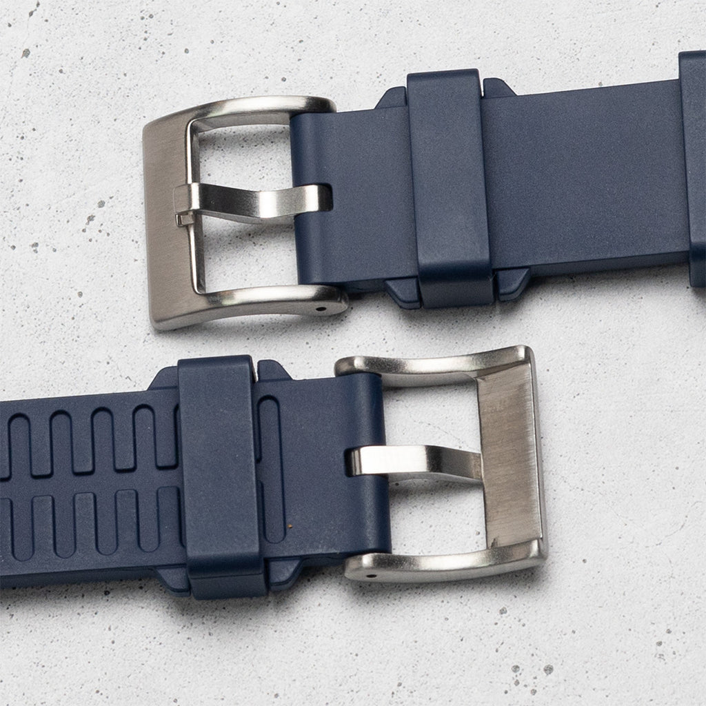 time+ FKM Rubber Smooth Quick Release Watch Strap / Navy, Buckles