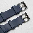 time+ FKM Rubber Smooth Quick Release Watch Strap / Navy, Notched