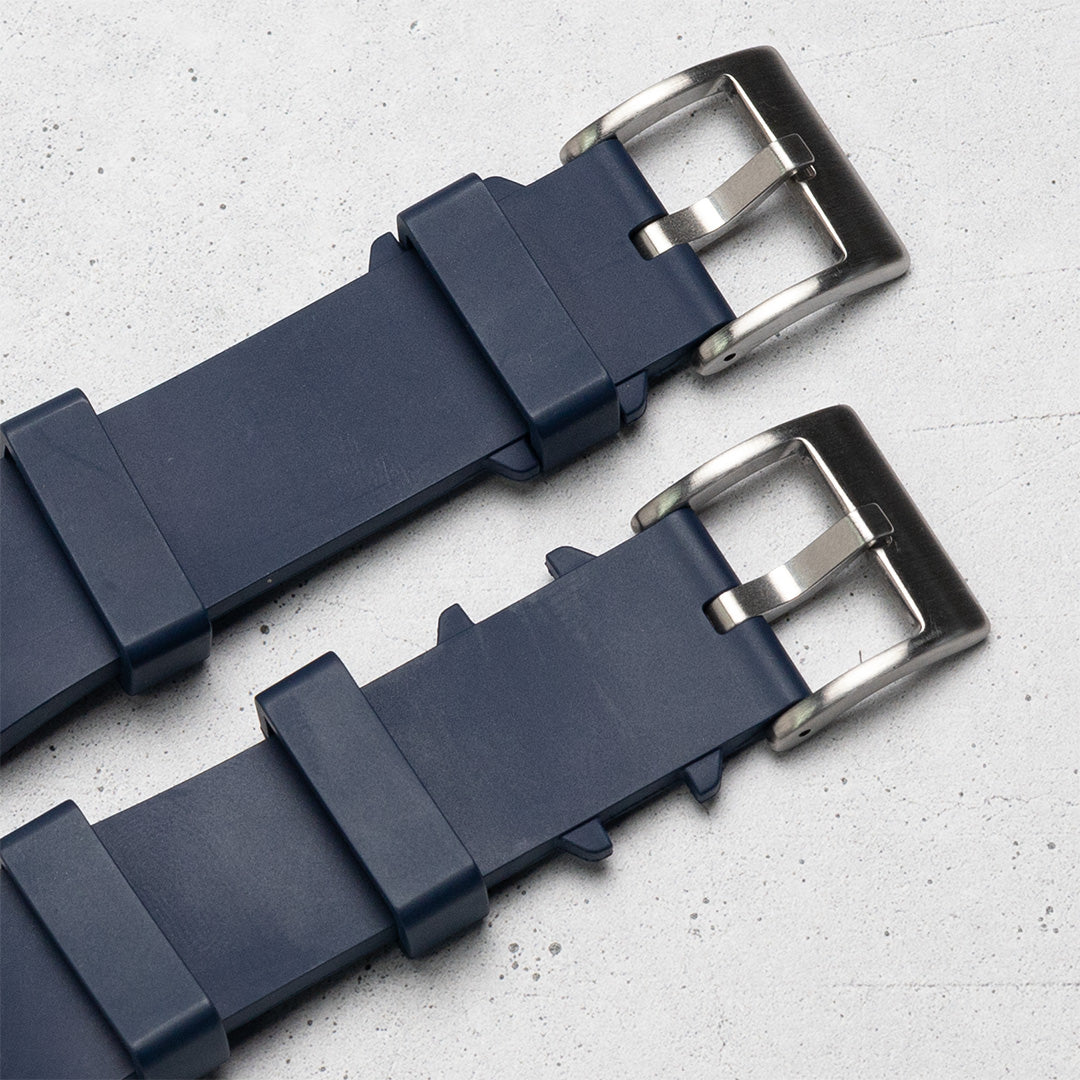 time+ FKM Rubber Smooth Quick Release Watch Strap / Navy, Notched