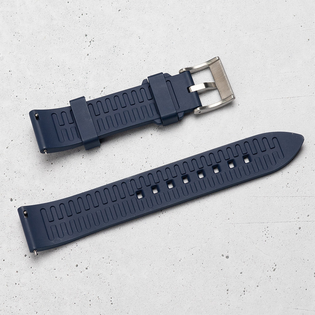 time+ FKM Rubber Smooth Quick Release Watch Strap / Navy, Back side