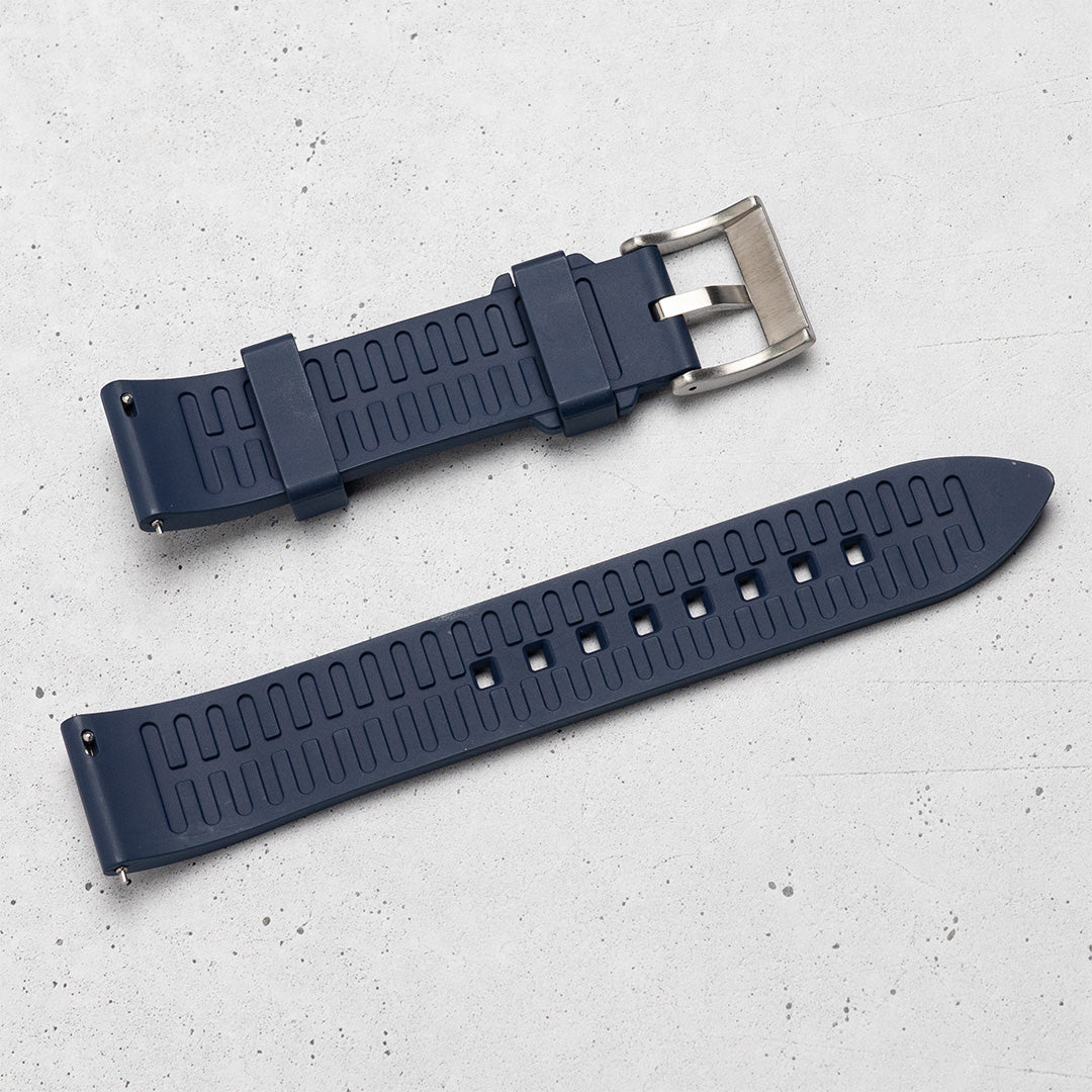 time+ FKM Rubber Smooth Quick Release Watch Strap / Navy, Back side