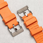 time+ FKM Rubber Smooth Quick Release Watch Strap / Orange, Buckles