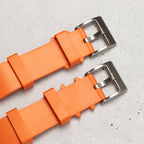 time+ FKM Rubber Smooth Quick Release Watch Strap / Orange, Notched
