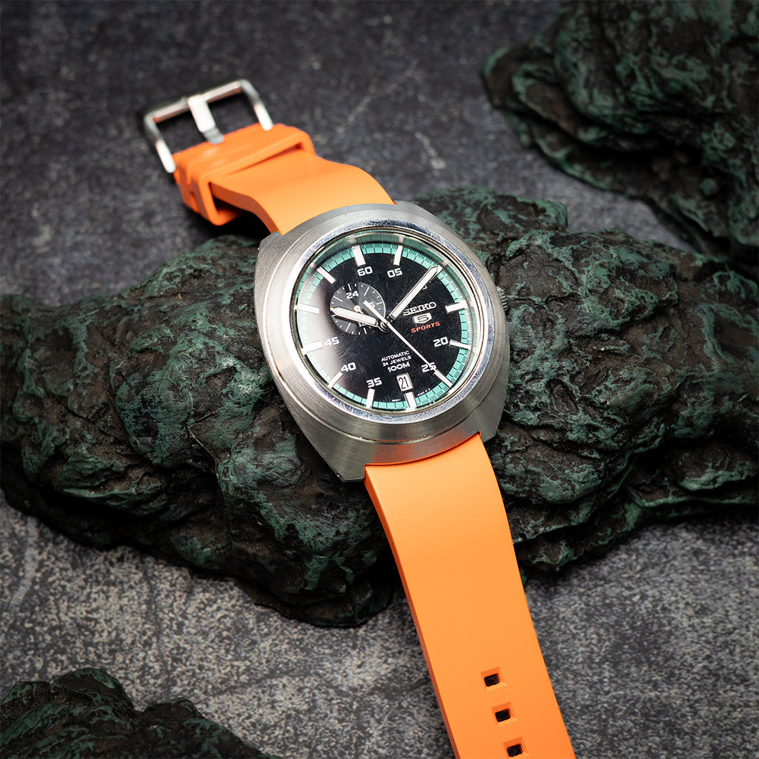 time+ FKM Rubber Smooth Quick Release Watch Strap / Orange