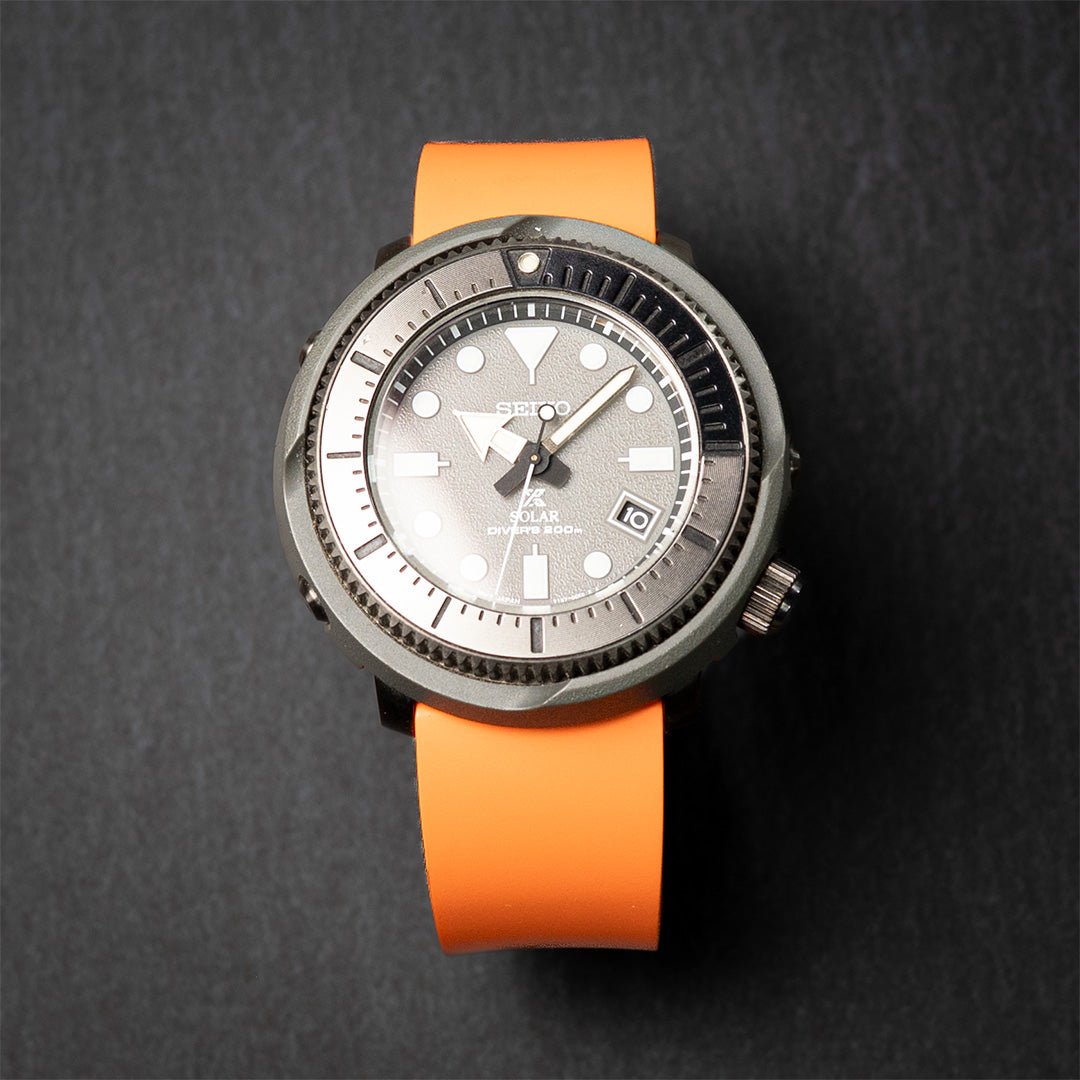 time+ FKM Rubber Smooth Quick Release Watch Strap / Orange