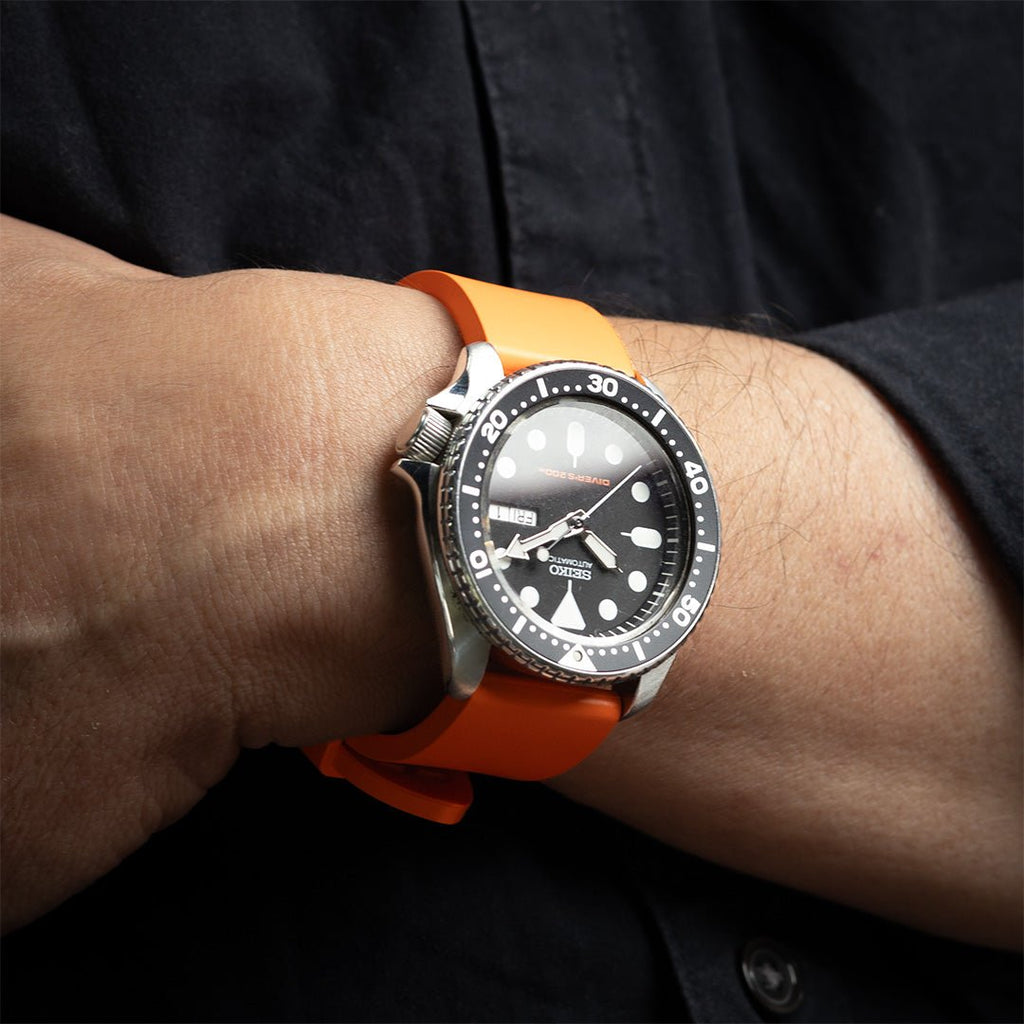 time+ FKM Rubber Smooth Quick Release Watch Strap / Orange