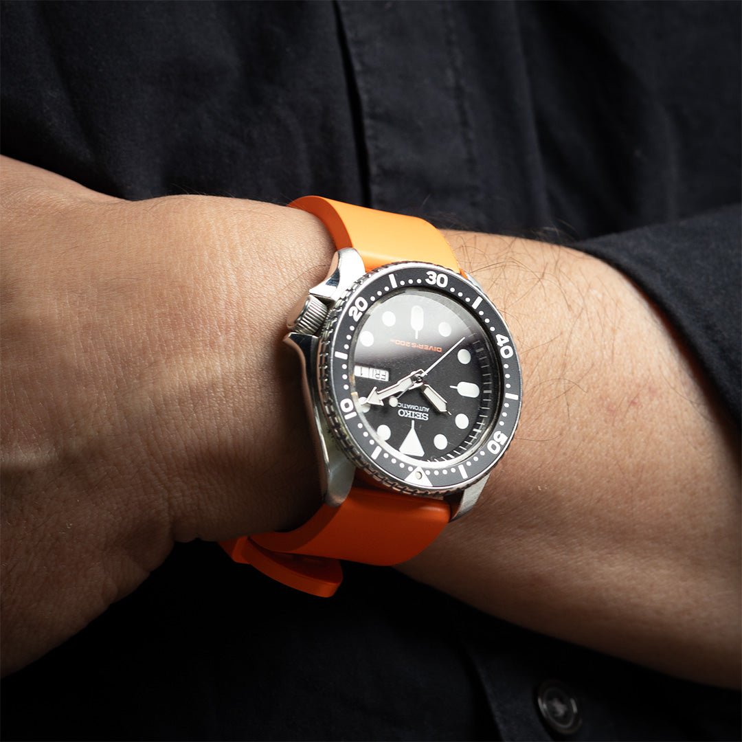 time+ FKM Rubber Smooth Quick Release Watch Strap / Orange