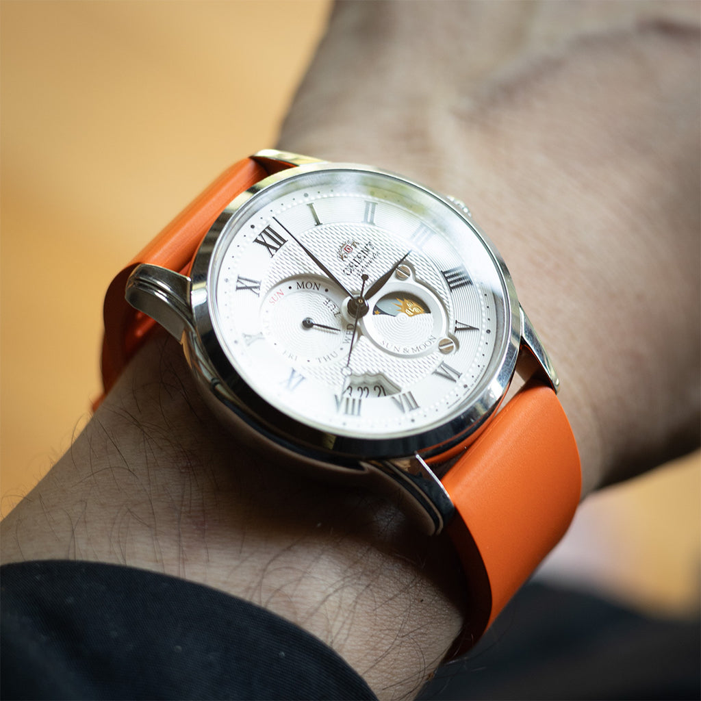 time+ FKM Rubber Smooth Quick Release Watch Strap / Orange