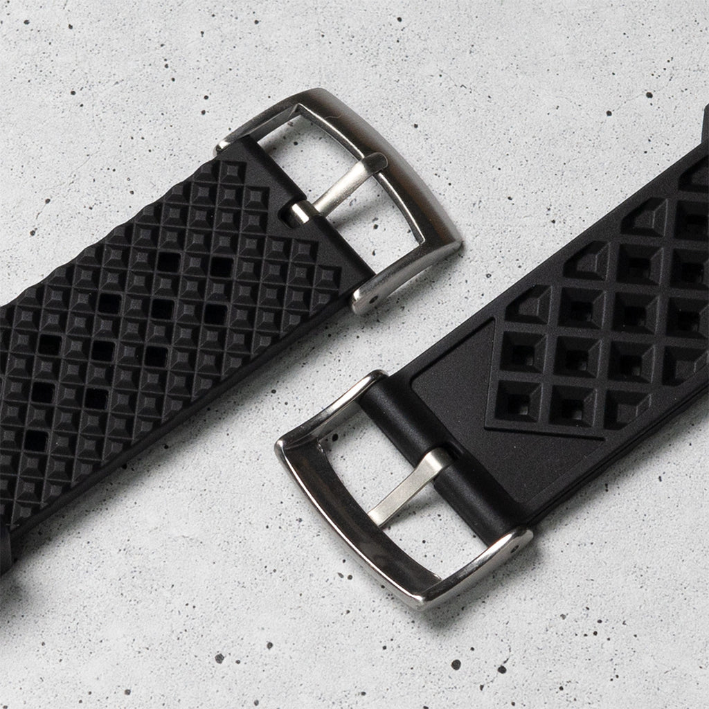 time+ FKM Rubber Tropical Quick Release Watch Strap Black