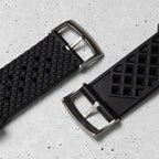 time+ FKM Rubber Tropical Quick Release Watch Strap Black