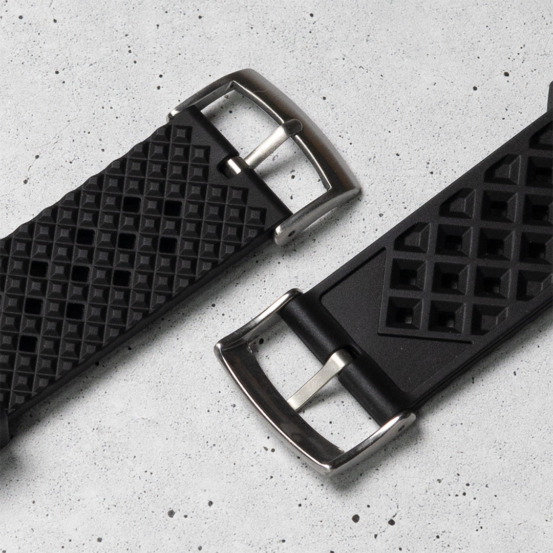 time+ FKM Rubber Tropical Quick Release Watch Strap Black
